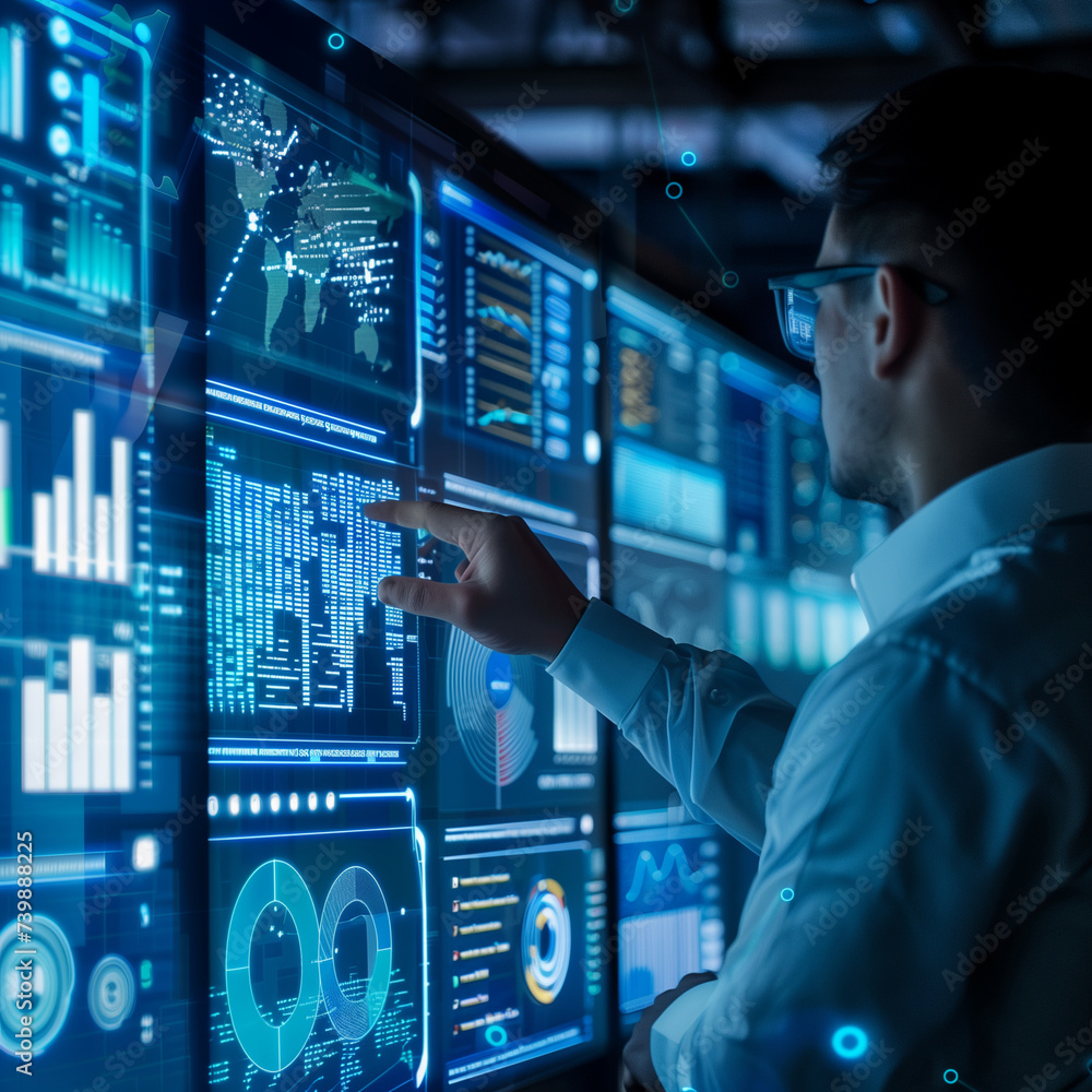 Poster data analytic concept, business data and analysis data on screen, for strategy, data online network.