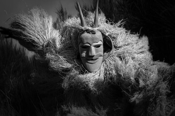 The Lazarim Carnival Masks, an ancient tradition, a man wear the skin of the devil during the...
