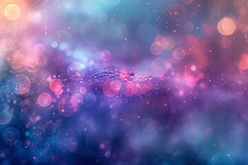 Bokeh background with pink hearts and blue light spots