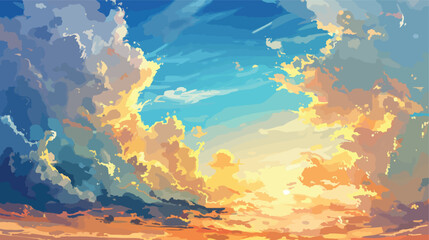 Sky with clouds on a sunny day. Vector illustration