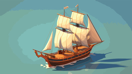 solated sailboat in isometric style. 3d illustration - obrazy, fototapety, plakaty