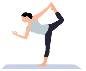 woman practicing yoga, stretching in Natarajasana exercise, Lord of the Dance pose, working out, wearing sportswear
