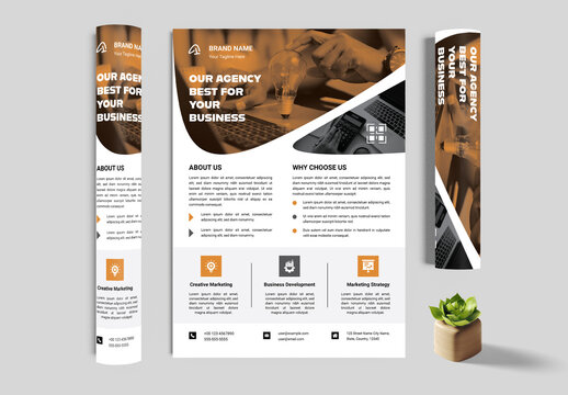 Corporate Flyer Layout With Orange Accents