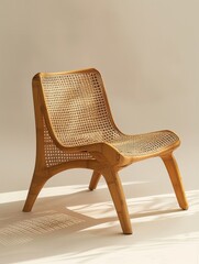 Elegant Wicker and Wood Chair in Sunlit Room