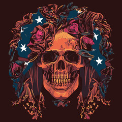 skull with flowers on it vector design vector artwork vector design 