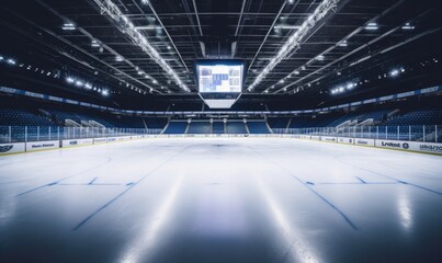 An Eerie Glow Above the Silent, Empty Ice Rink - obrazy, fototapety, plakaty