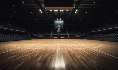 The Heart of the Game: A Basketball Court with a Central Hoop