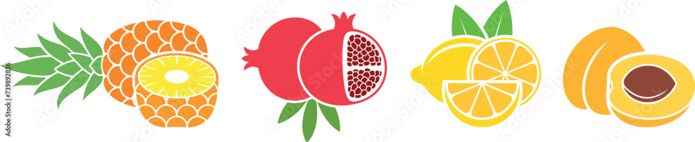 Wall mural fruit logo. isolated fruit on white background - Wall murals