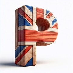 P letter United Kingdom letters shape 3D wooden Lettering Typeface. AI generated illustration