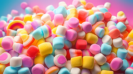 Fototapeta na wymiar Colorful marshmallows, pastel candy assortment