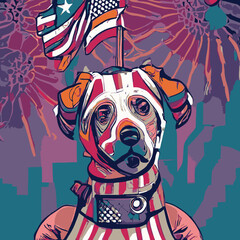 vector artwork astronaut vector artwork A dog cute ,dog love vector wearing a garment with a flag american on its head 