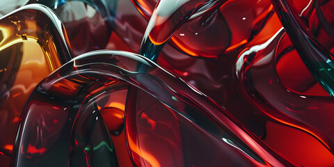 3d render Dynamic curve background made of colored glass, dark background