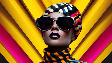 Fashion retro futuristic woman wearing with sunglasses 