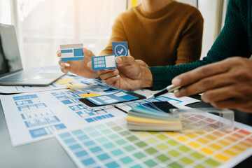 UX graphic designer planning application process development prototype wireframe for web smart...