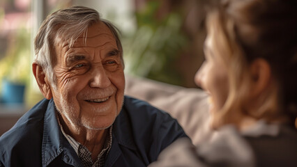Joyful Elder Receives Dedicated Care from Caring Individual | Healthcare Photo