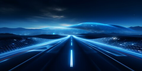The future of motorways visualized by hydroge. Concept Transportation, Future Development, Infrastructure, Hydrogen Technology - obrazy, fototapety, plakaty