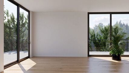 Obraz premium Large luxury modern bright interiors Living room mockup illustration 3D rendering image