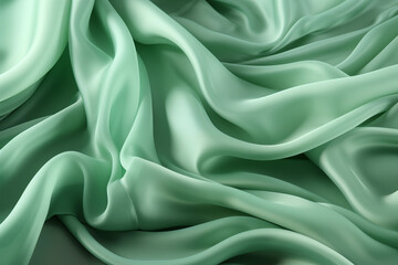 Obraz premium Green silk fabric background, a satin luxury cloth texture abstract background