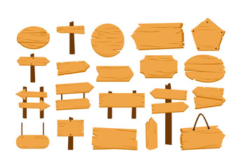 Fototapeta premium Wood Sign Vector Element Set