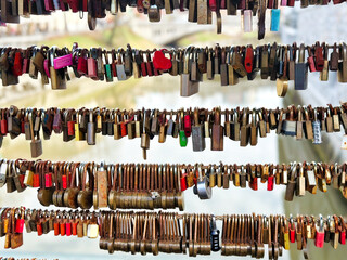 padlocks on the bridge. symbol of long love
