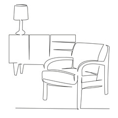 armchair with chest of drawers