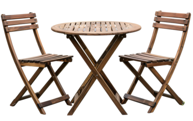 Cozy Outdoor Bistro Set with Folding Chairs on white background