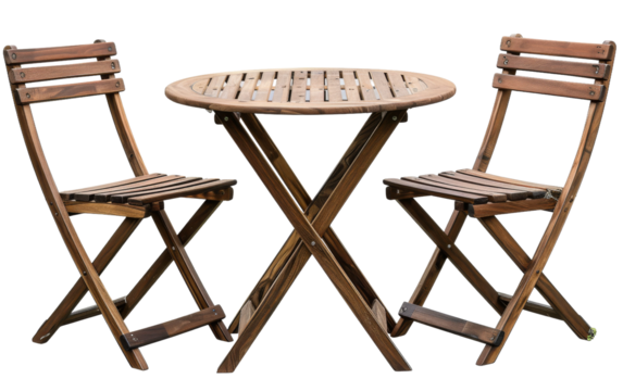 Cozy Outdoor Bistro Set with Folding Chairs on white background