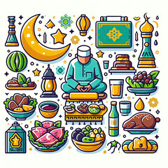 set of icon eid ramadhan