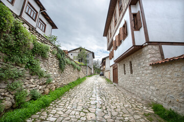 Traditional Ottoman Houses and mosques and Turkish baths in Safranbolu. Safranbolu is a UNESCO World Heritage Site. Old wooden mansions Turkish architecture. Safranbolu view.