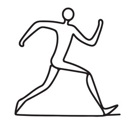 Running man vector, abstract running person silhouette symbol, modern simple sprinter trail shape