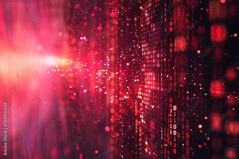 Poster red binary background. concept. perspective background. hi-tech. technology. futuristic.