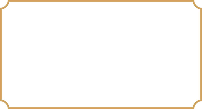 Rectangle gold frame with 3.25 : 1.75 aspect ratio for business card, horizontal border cutout, svg  with transparent background.