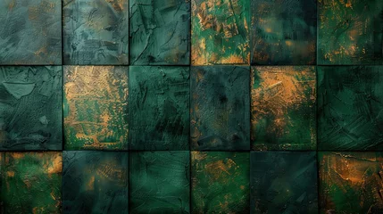 Foto op Plexiglas modern and uneven luxury green tartan woven carpet texture,front view © paisorn