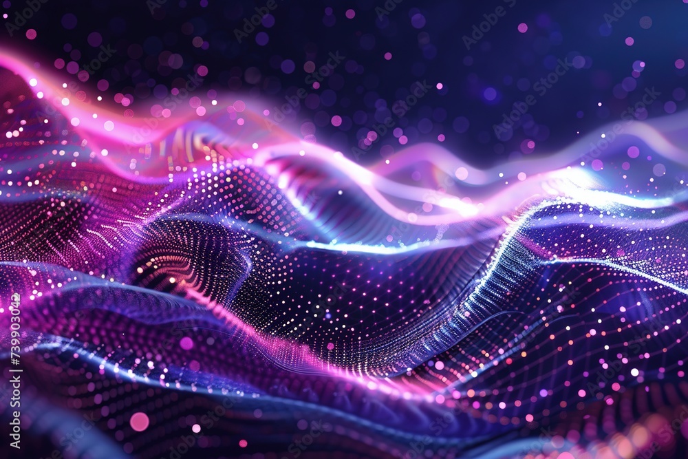 Poster radiant wave technology background beautiful futuristic explosion with network blue and glowing moti