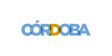 Cordoba in the Argentina emblem. The design features a geometric style, vector illustration with bold typography in a modern font. The graphic slogan lettering.