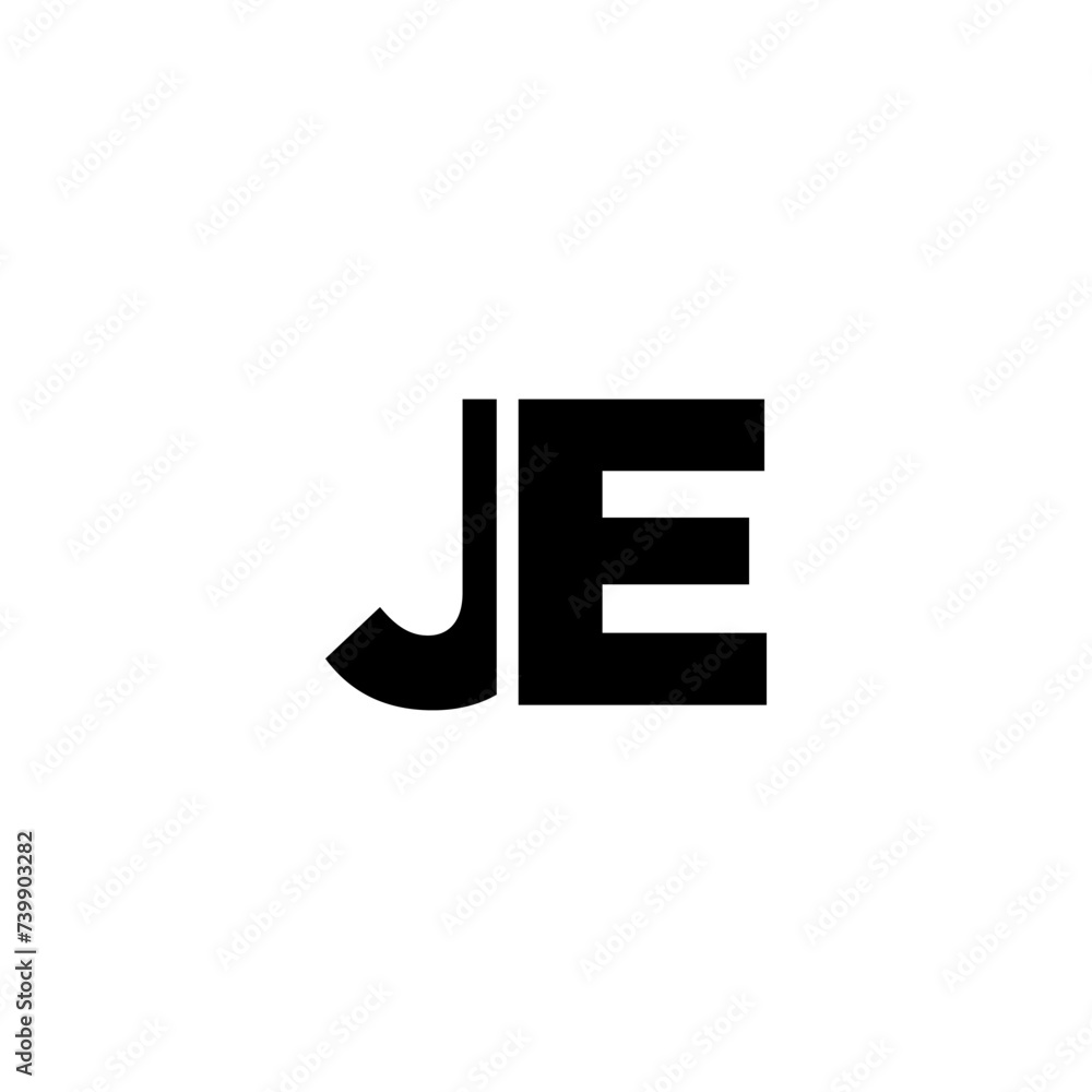 Poster letter j and e, je logo design template. minimal monogram initial based logotype.