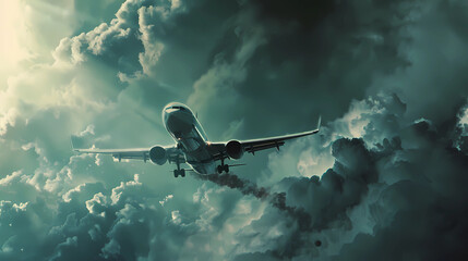 airplane in the sky acrophobia - obrazy, fototapety, plakaty