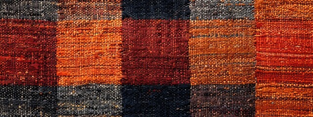 modern and uneven luxury Orange tartan woven carpet texture,front view