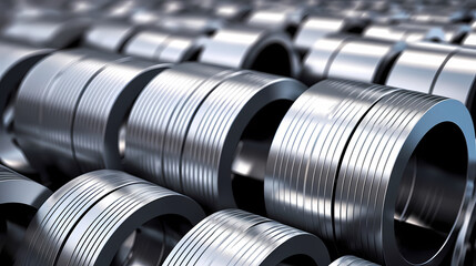 Stock metal profile rolls, industrial background