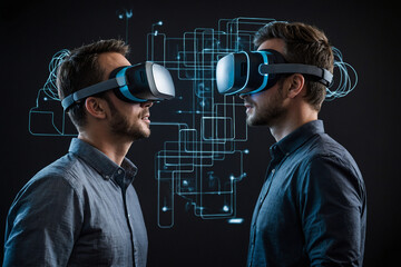 person wearing virtual glasses and interacting with a virtual world