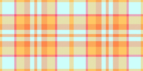 Oriental tartan seamless plaid, fibre textile fabric background. Lady texture vector pattern check in light and amber colors.