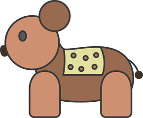 カラーのテーマパーク関連単品イラストアイコンセット　動物カー