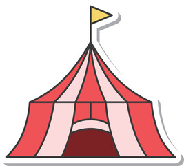 ステッカーのテーマパーク関連単品イラストアイコンセット　サーカステント