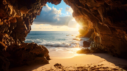 Caves beach wide cave sun horizon - Powered by Adobe
