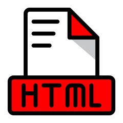 Html file icon colorful style design. document format text file icons, Extension, type data, vector illustration.