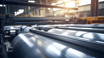 Stock metal profile rolls, industrial background