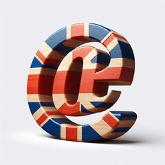 Fototapeta premium E-mail mark United Kingdom letters shape 3D wooden Lettering Typeface. AI generated illustration