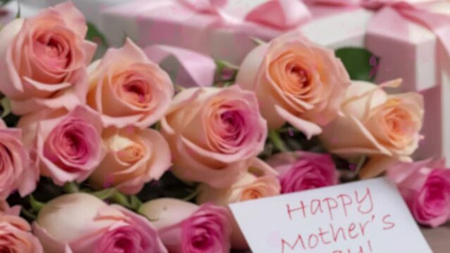 母の日プレゼント薔薇花束にメッセージカード
