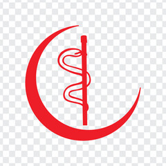 caduceus medical symbol on red background