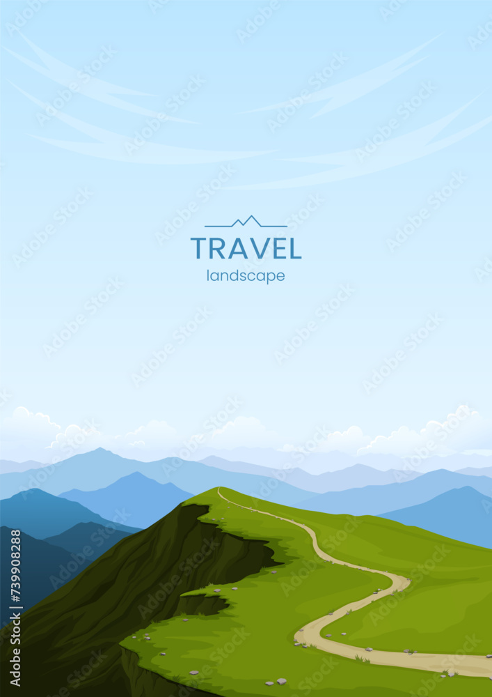 Canvas Prints poster with a mountain landscape. a high rock and a path leading up. panoramic view from the top. wa